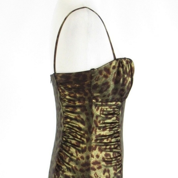 DAVID MEISTER OLIVE GREEN CHEETAH DRESS - Picture 3 of 5
